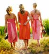 Bridesmaids in pink and peach