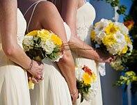 Bridesmaids with wedding flowers