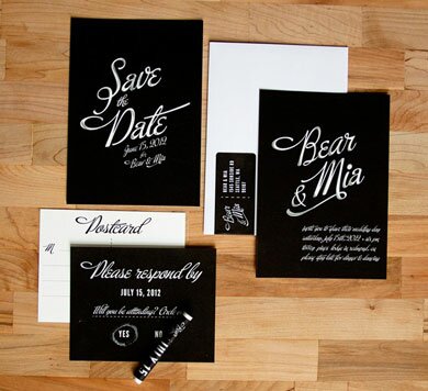 We especially love their Custom Chalkboard Wedding Invitation Set