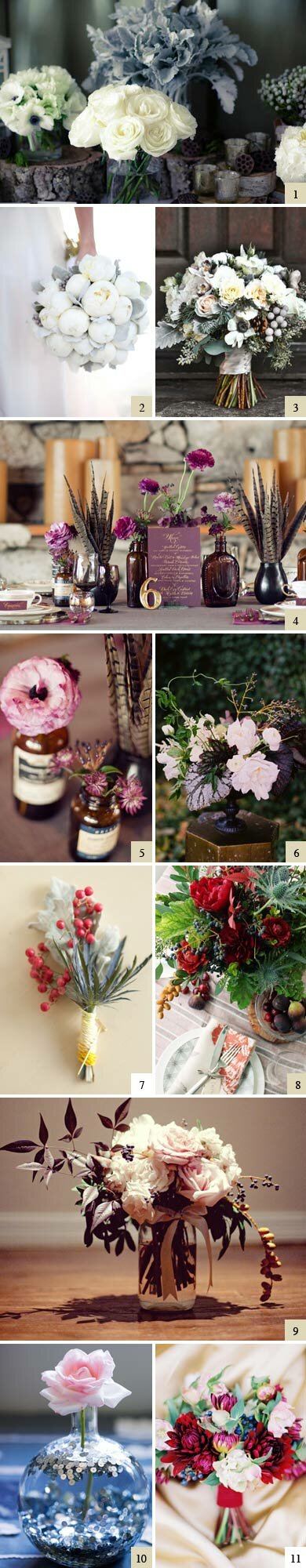 We used Pinterest to collect some of our favorite winter wedding bouquets 